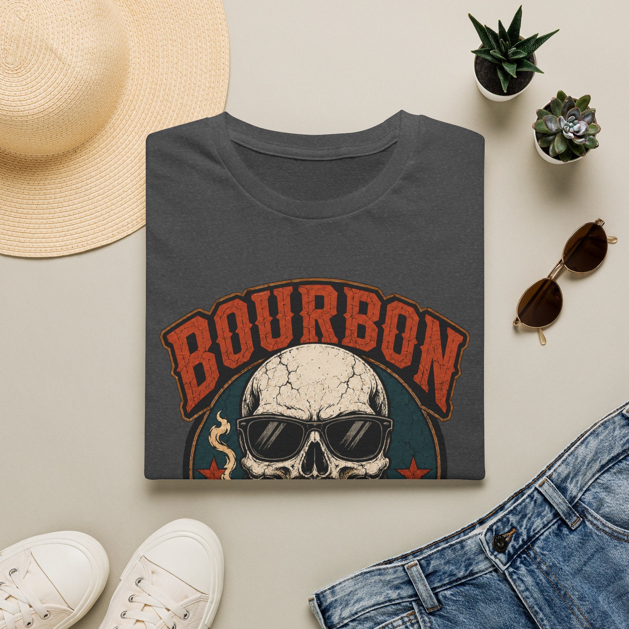 Copy of Bourbon Cigars Bad Decisions T-Shirt — Skull Vintage Bourbon Graphic Tee