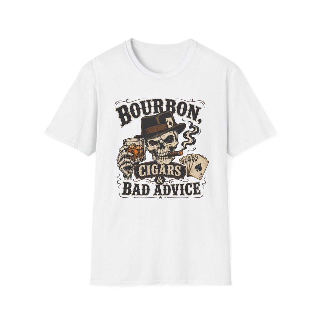 Bourbon, Cigars & Bad Advice Skull T-Shirt