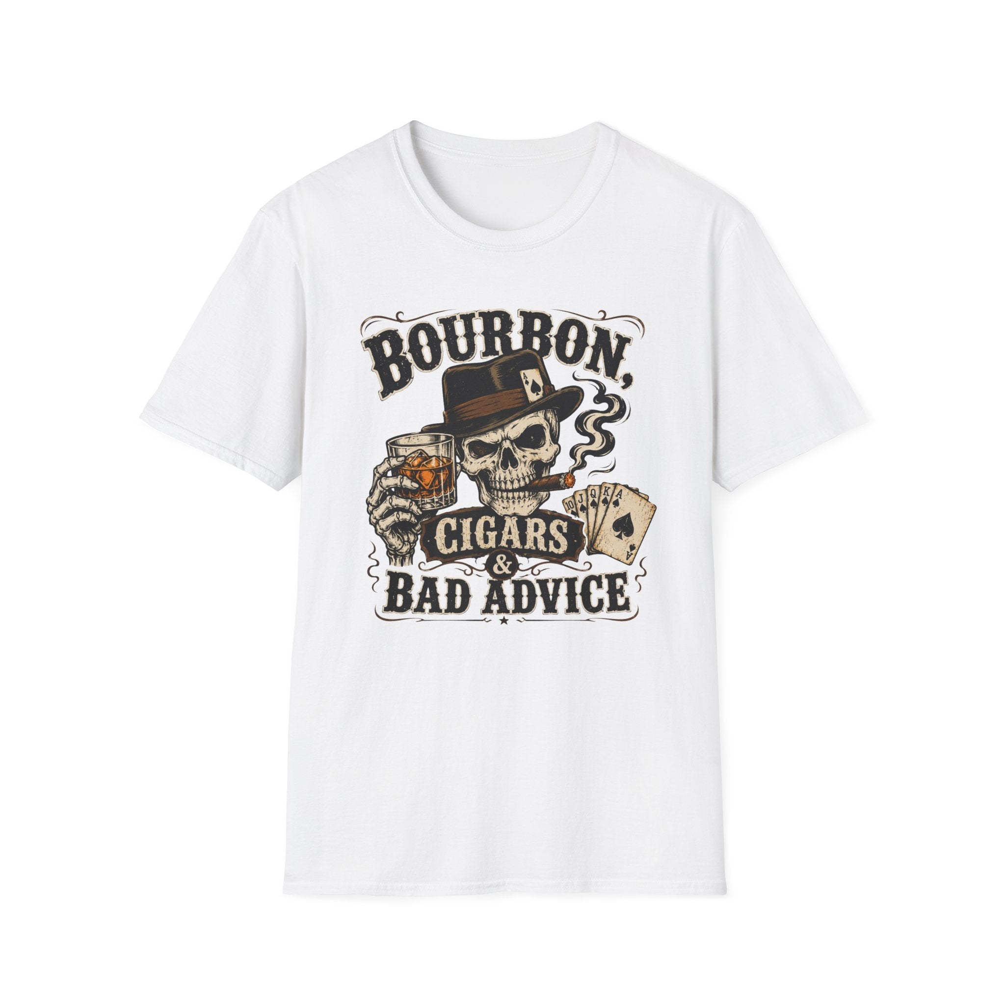 Bourbon, Cigars & Bad Advice Skull T-Shirt