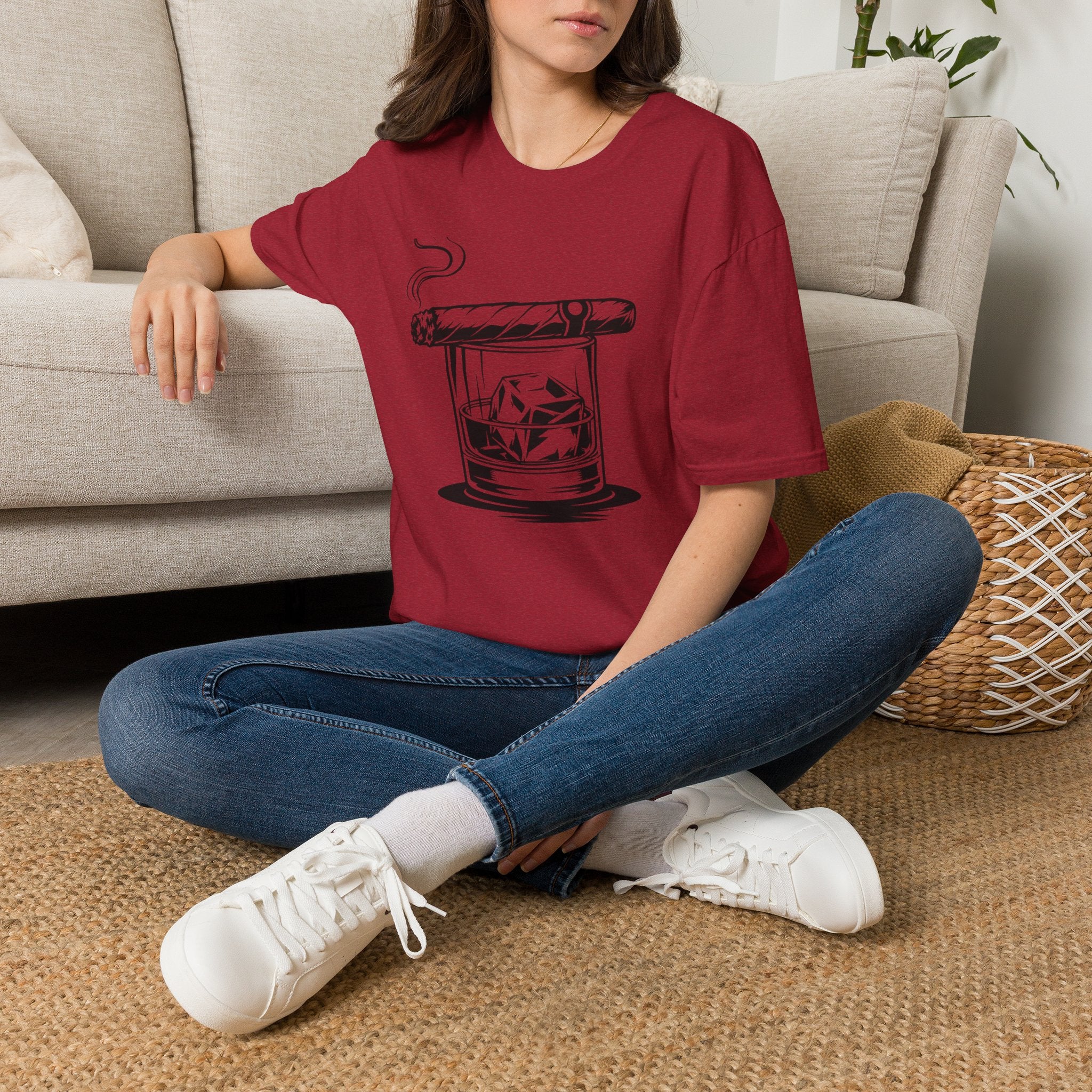 Copy of T-Shirt — Cigar & Whiskey Glass Graphic Tee (Cigar on Rocks Illustration)