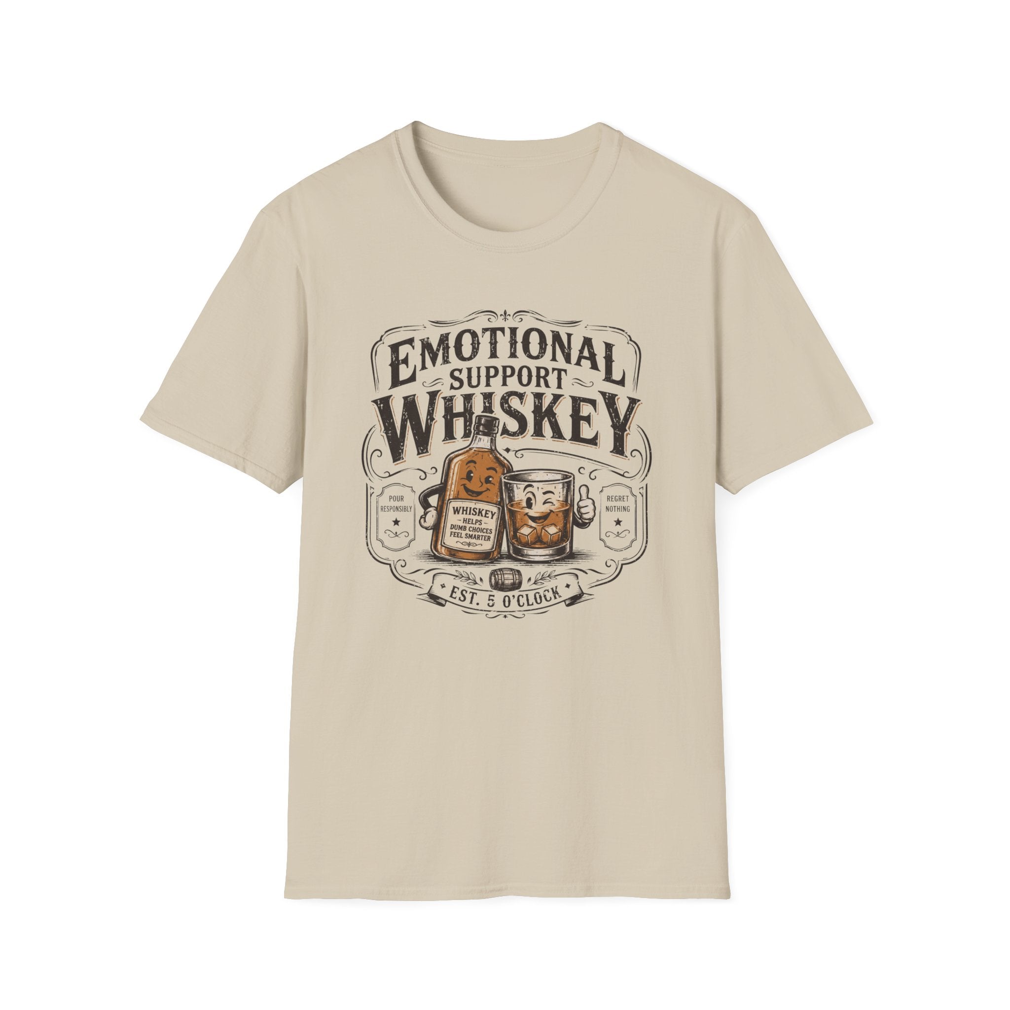 Emotional Support Whiskey Bottle & Glass T-Shirt