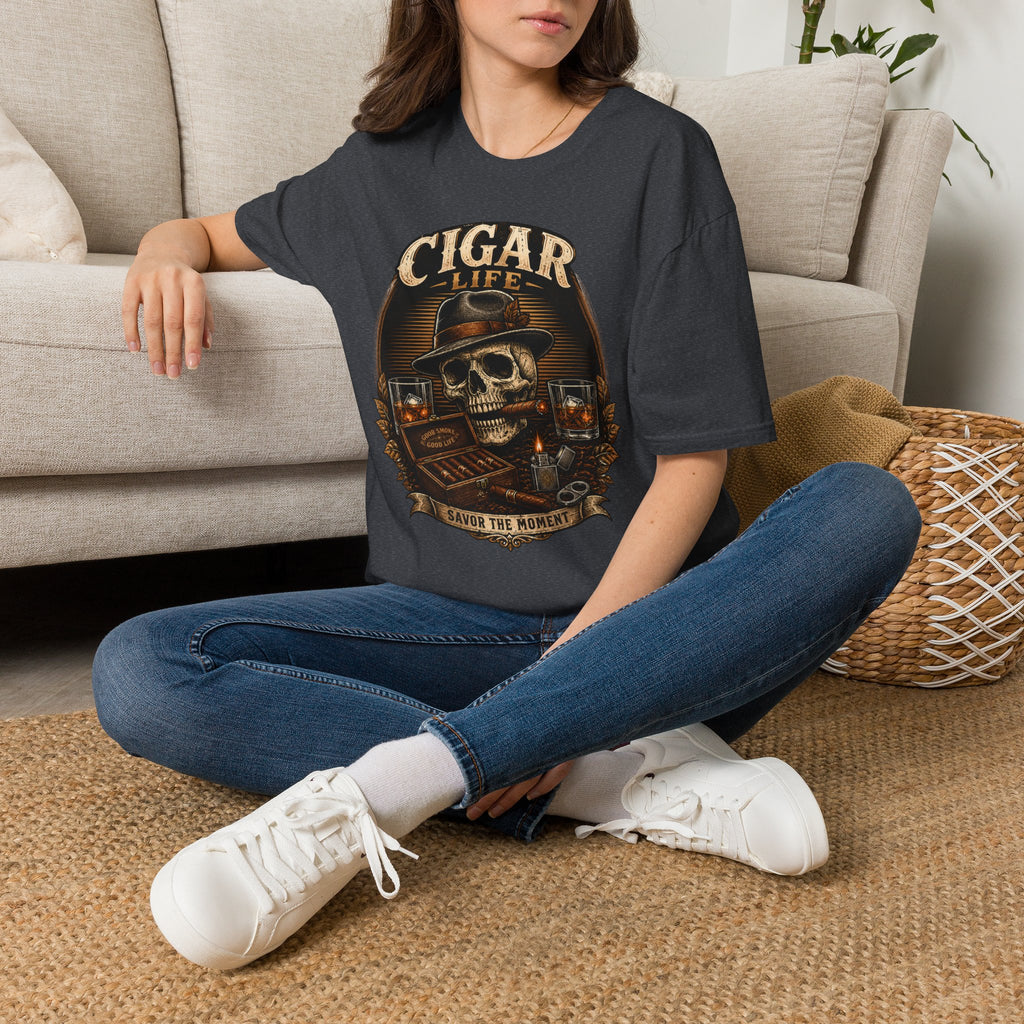 Copy of Cigar Life Skull T‑Shirt — Vintage Biker Cigar Smoking Tee