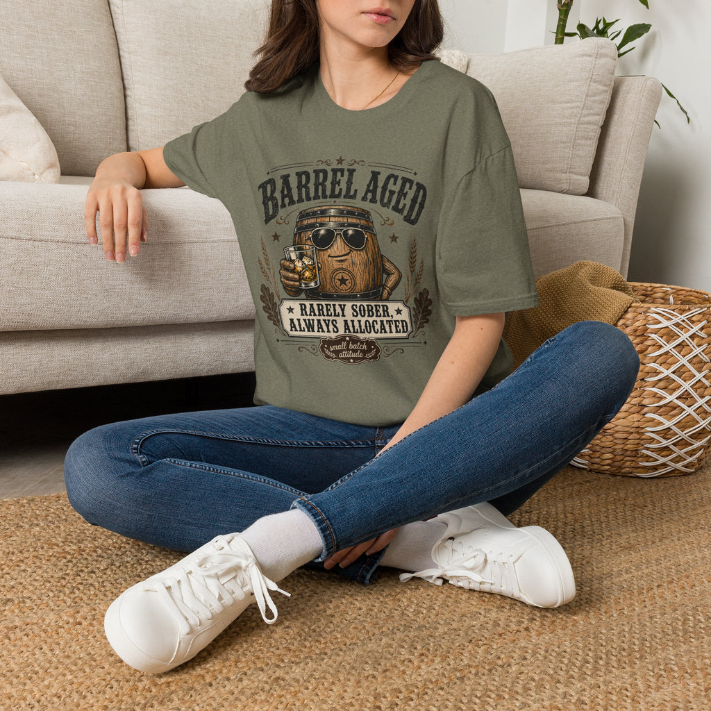 Copy of Barrel Aged T-Shirt — "Barrel Aged: Rarely Sober, Always Allocated" Vintage Whiskey Tee