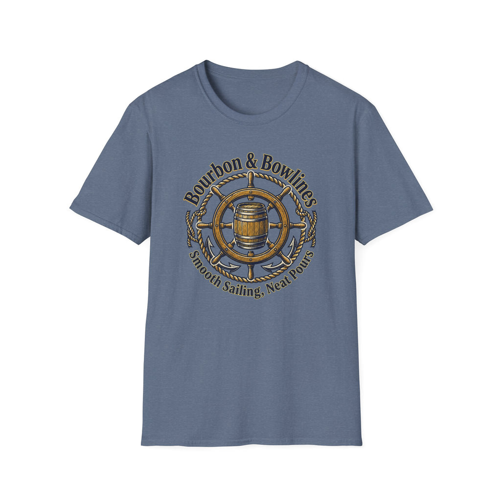 Bourbon & Bowlines — Nautical Whiskey Sailing Graphic T-Shirt