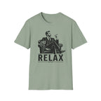 Relax Lounge T-Shirt — Vintage Gentleman Smoking with 'RELAX' Graphic