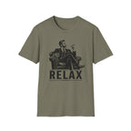 Relax Lounge T-Shirt — Vintage Gentleman Smoking with 'RELAX' Graphic