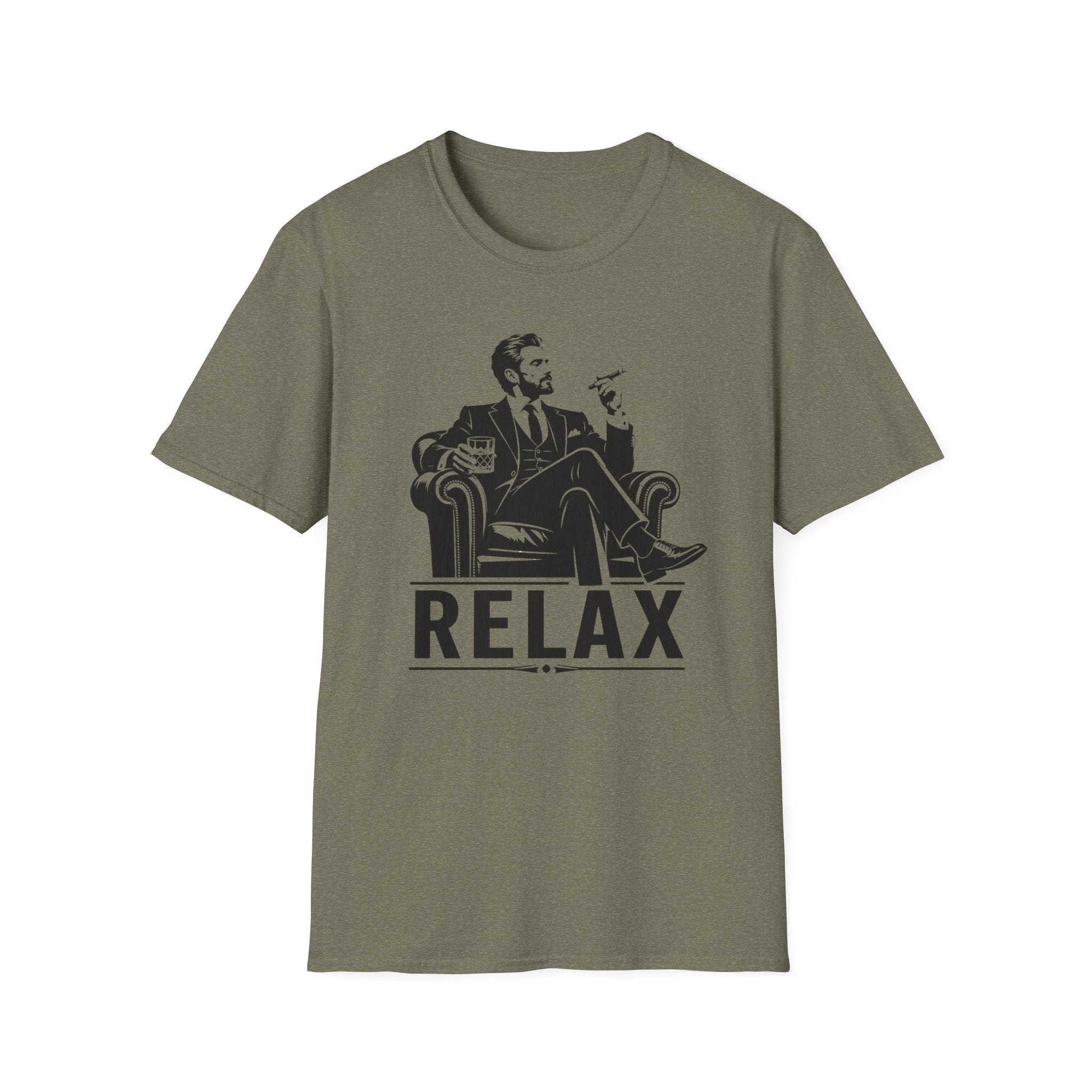 Relax Lounge T-Shirt — Vintage Gentleman Smoking with 'RELAX' Graphic