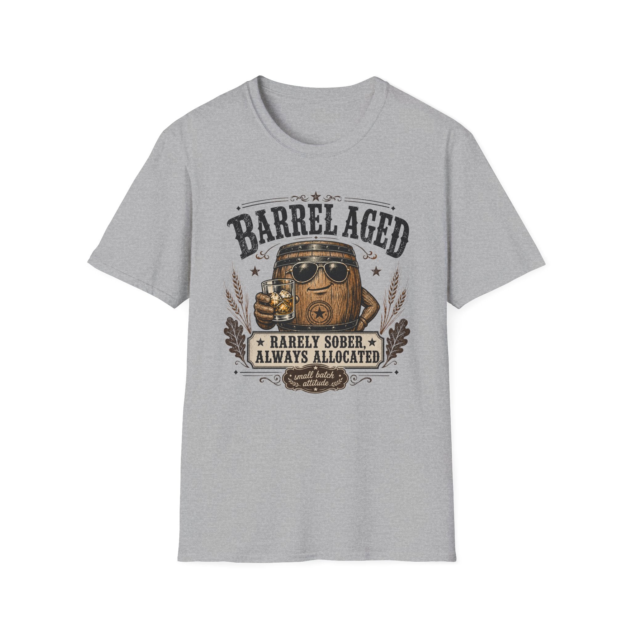 Copy of Barrel Aged T-Shirt — "Barrel Aged: Rarely Sober, Always Allocated" Vintage Whiskey Tee