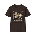 Whiskey & Cigar T-Shirt — "Just One More Pour (And One More Cigar)" Retro Bar Graphic