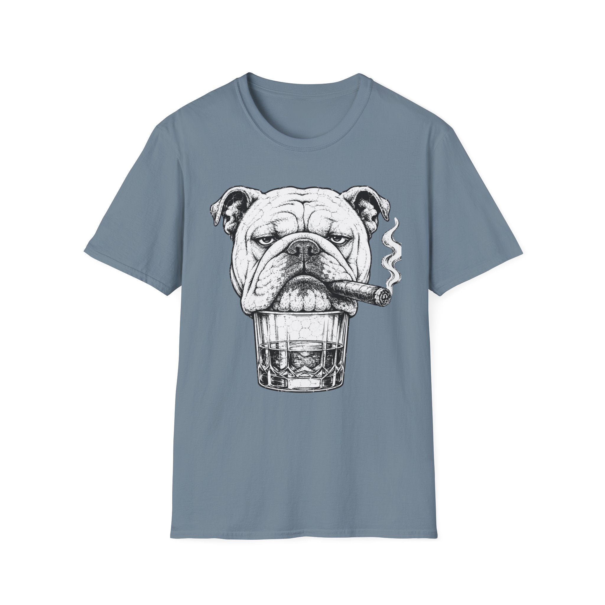 Bulldog with Cigar T-Shirt — Retro Grumpy Dog Graphic Tee