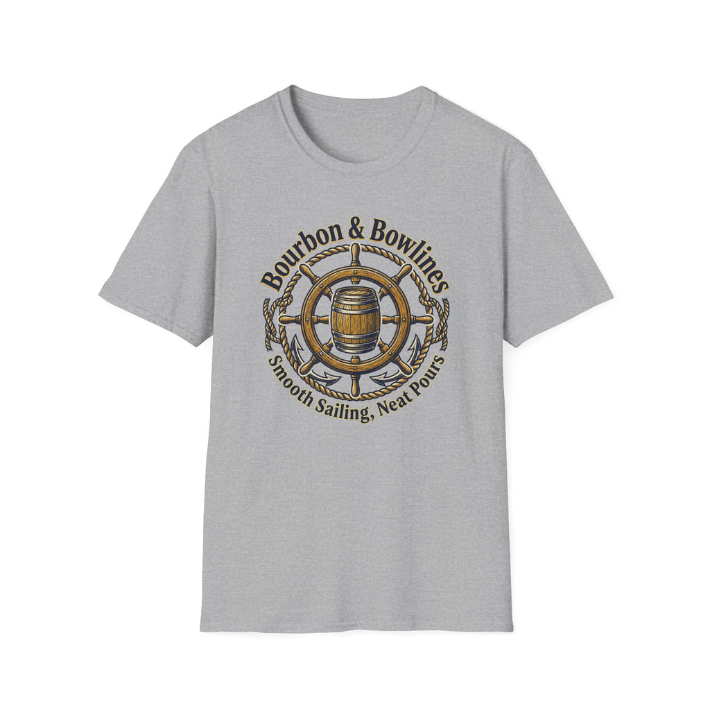 Bourbon & Bowlines — Nautical Whiskey Sailing Graphic T-Shirt