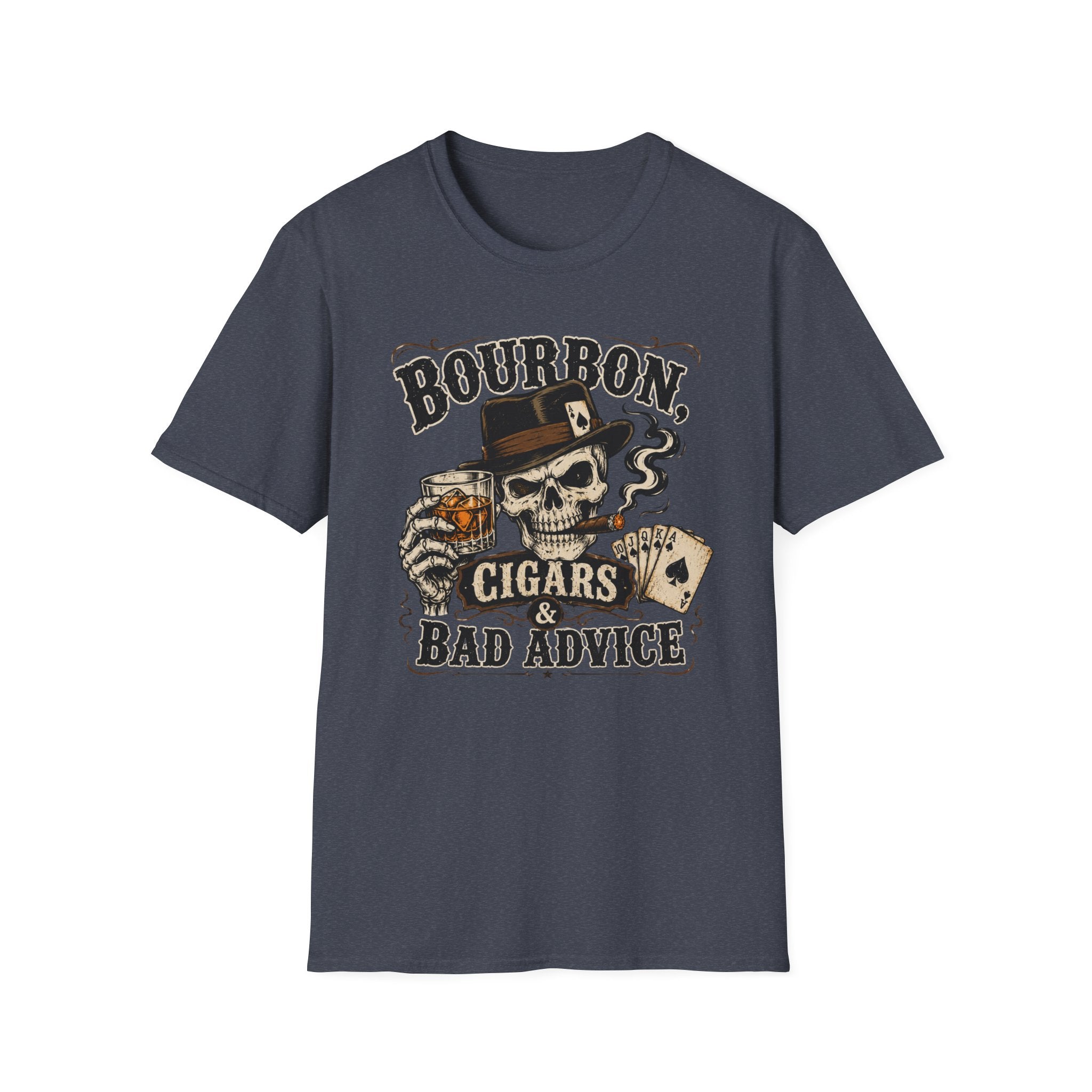 Bourbon, Cigars & Bad Advice Skull T-Shirt