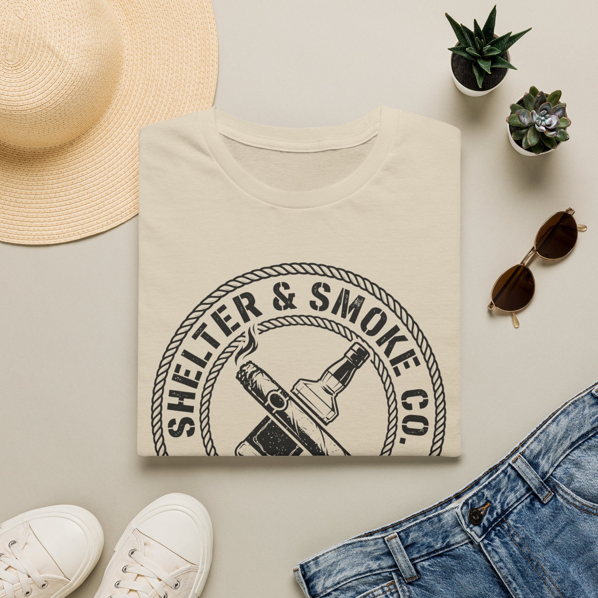 Copy of Shelter & Smoke Co. Vintage Logo T-Shirt — 'Premium Exhaust' Retro Graphic Tee