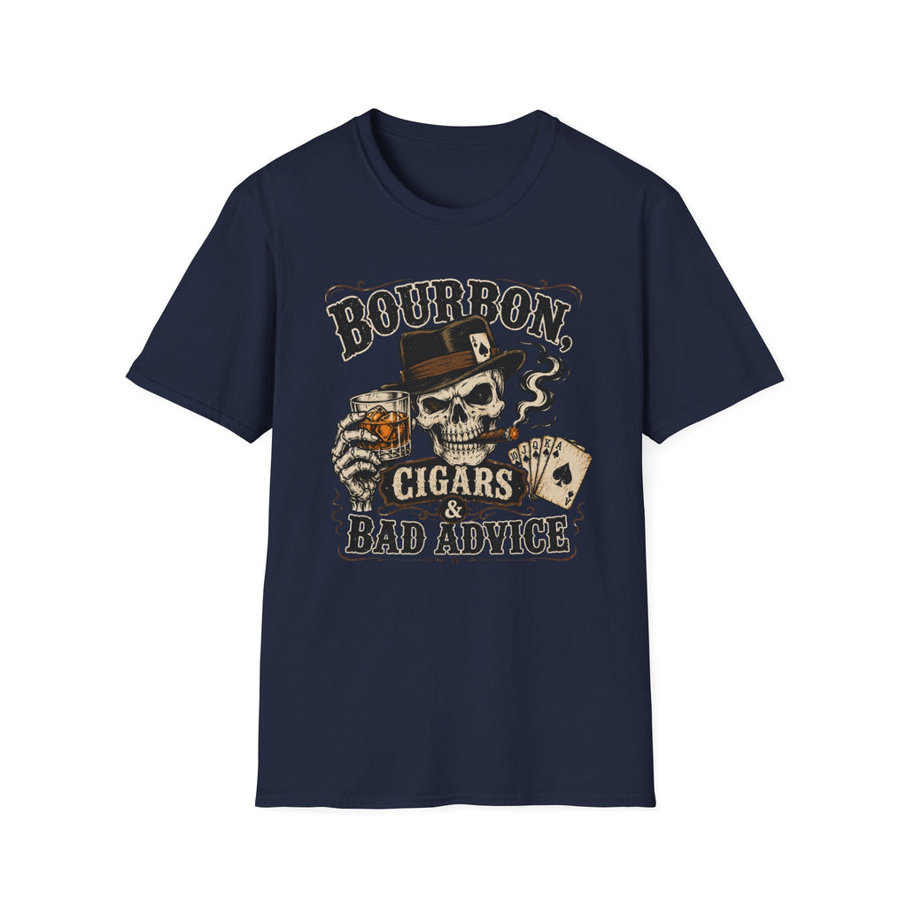 Bourbon, Cigars & Bad Advice Skull T-Shirt