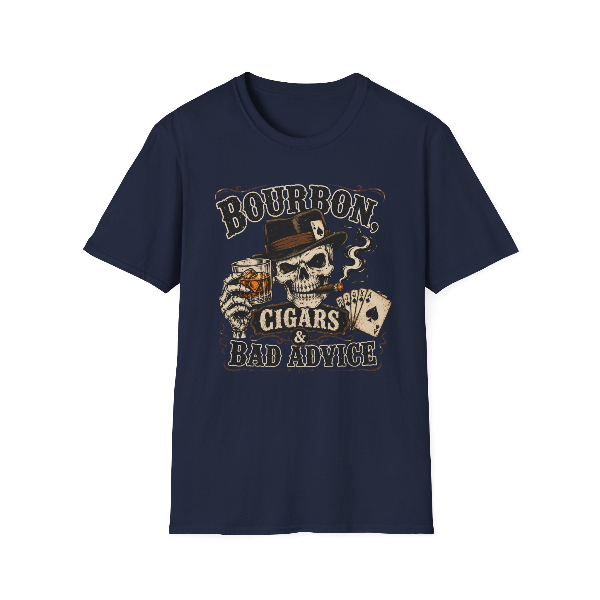 Bourbon, Cigars & Bad Advice Skull T-Shirt