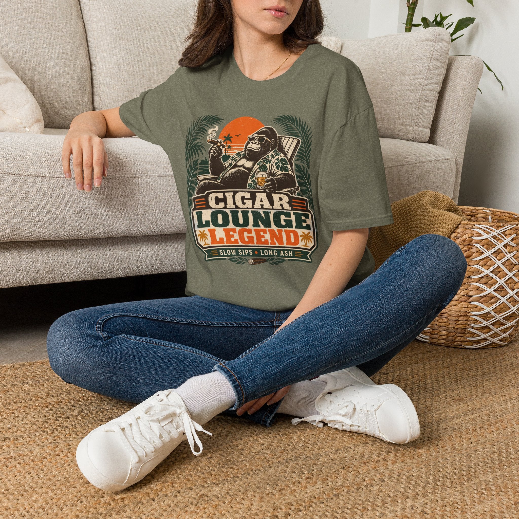 Copy of Cigar Lounge Legend T-Shirt — Vintage Retro Smoking Ape Design