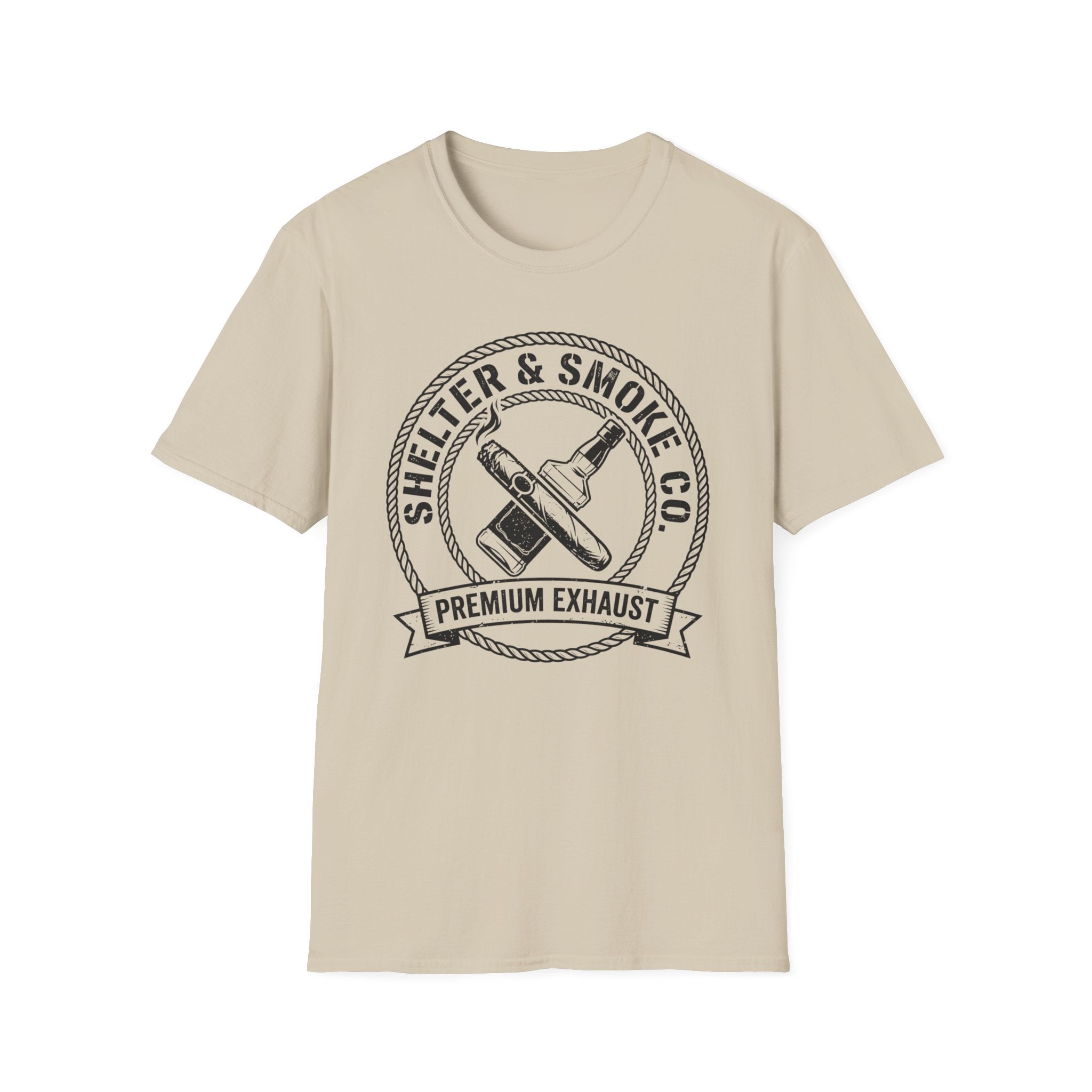 Copy of Shelter & Smoke Co. Vintage Logo T-Shirt — 'Premium Exhaust' Retro Graphic Tee