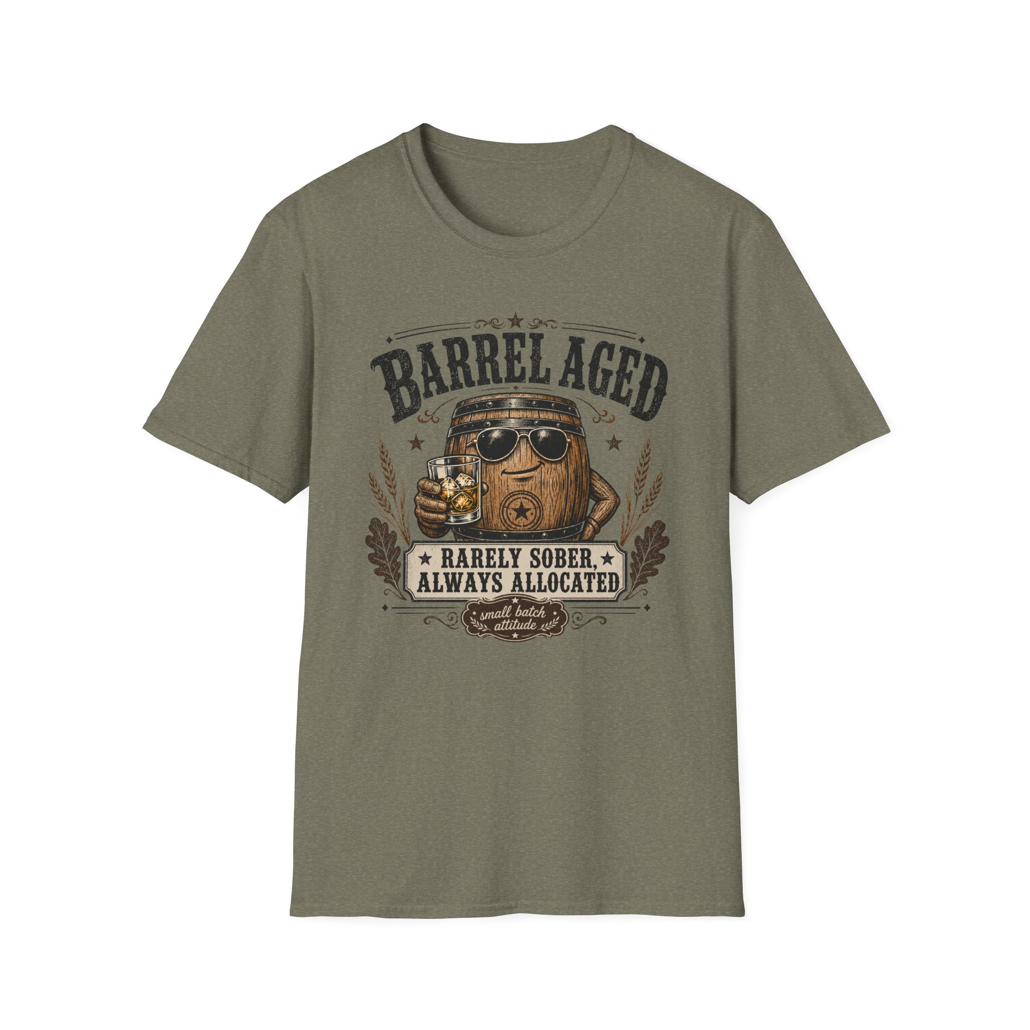 Copy of Barrel Aged T-Shirt — "Barrel Aged: Rarely Sober, Always Allocated" Vintage Whiskey Tee