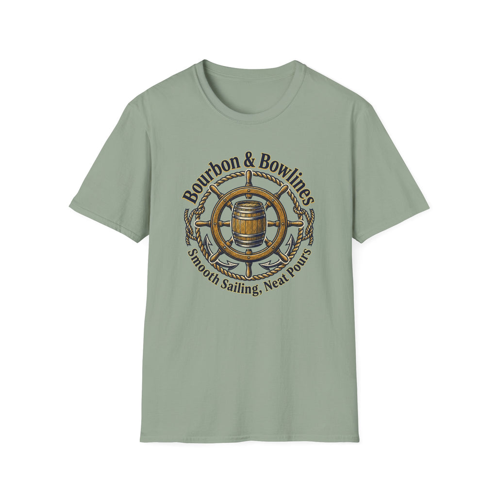 Bourbon & Bowlines — Nautical Whiskey Sailing Graphic T-Shirt