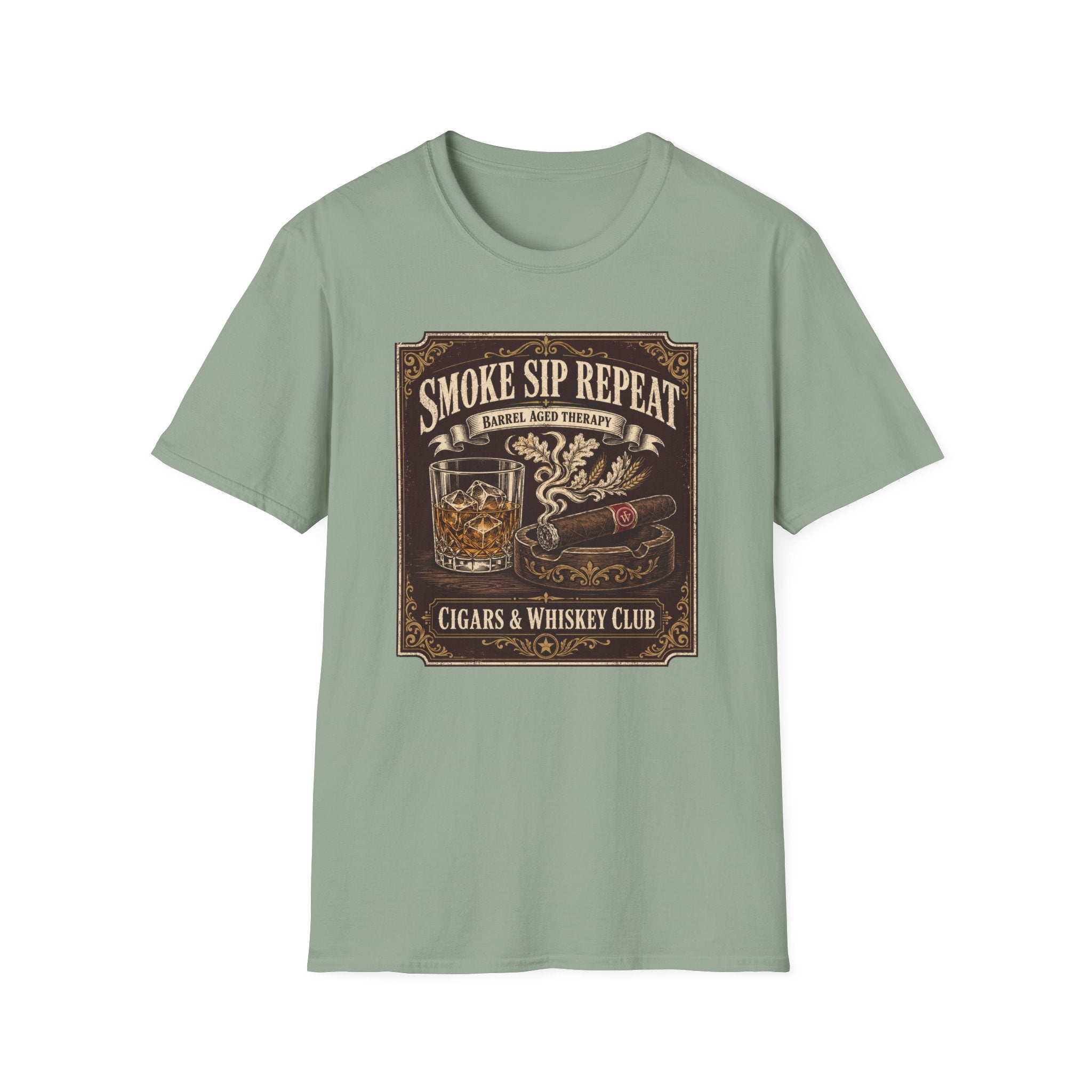 Cigar & Whiskey "Smoke Sip Repeat" T-Shirt