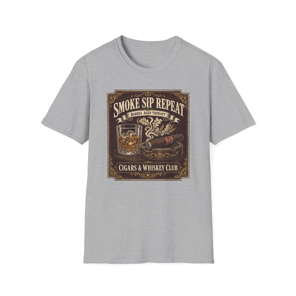 Cigar & Whiskey "Smoke Sip Repeat" T-Shirt