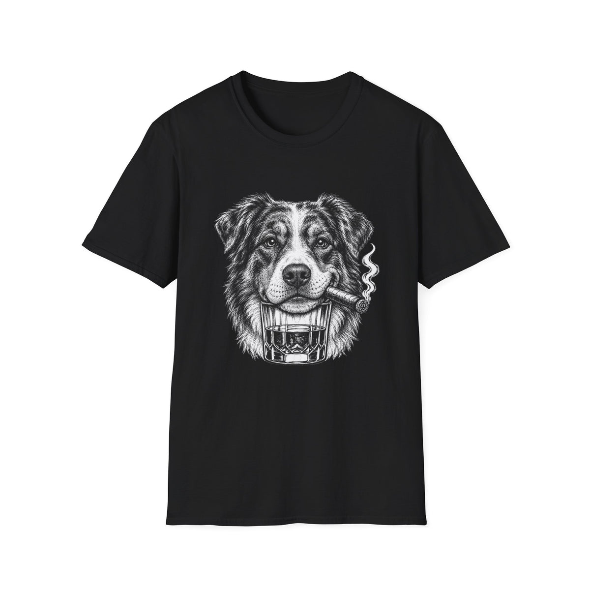 Australian Shepard Cigar Whiskey T-shirt
