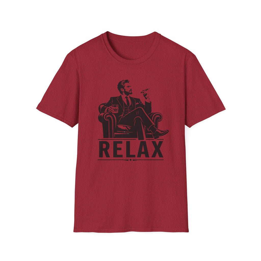 Relax Lounge T-Shirt — Vintage Gentleman Smoking with 'RELAX' Graphic