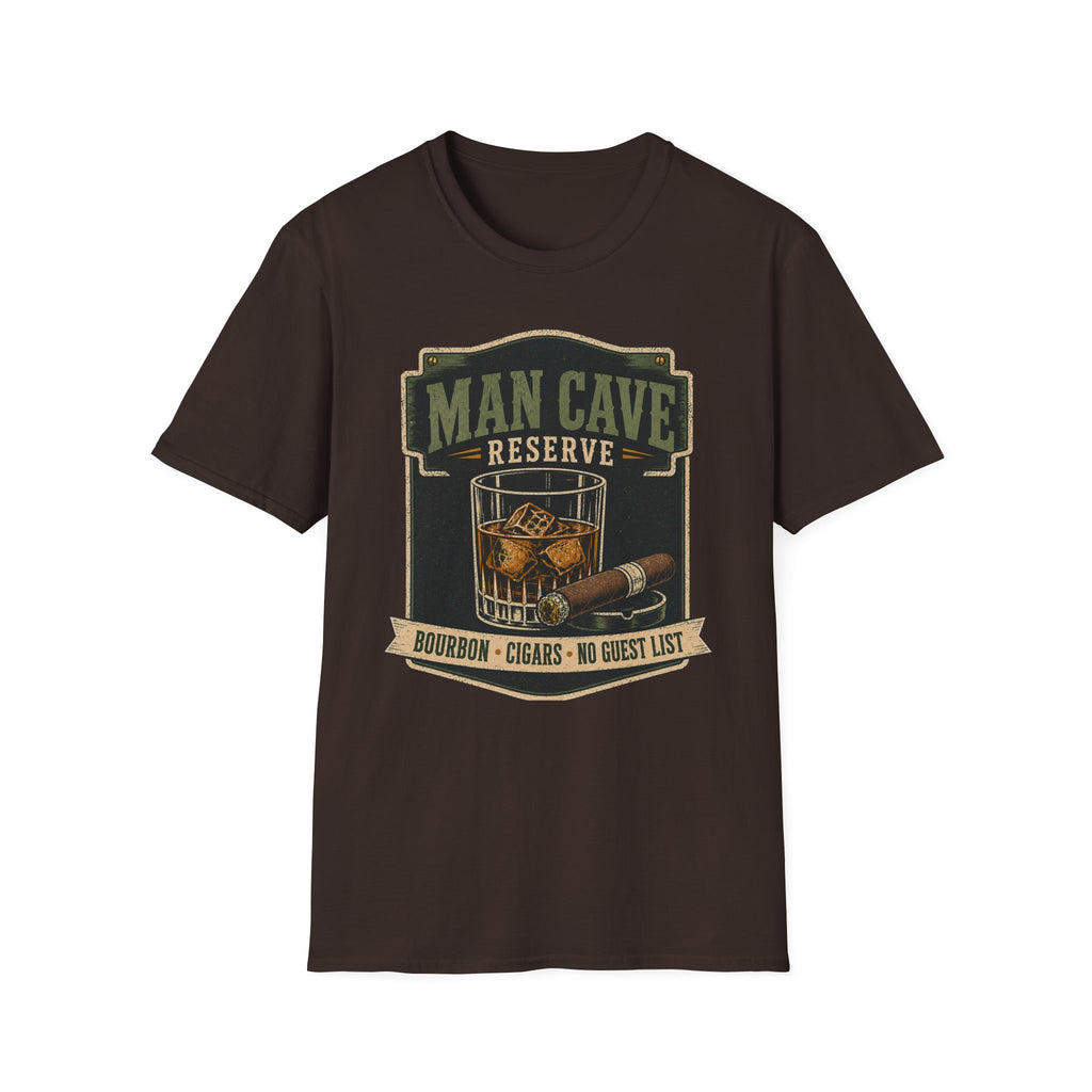 Copy of Man Cave Reserve T-Shirt — Vintage Whiskey & Cigar Lounge Tee