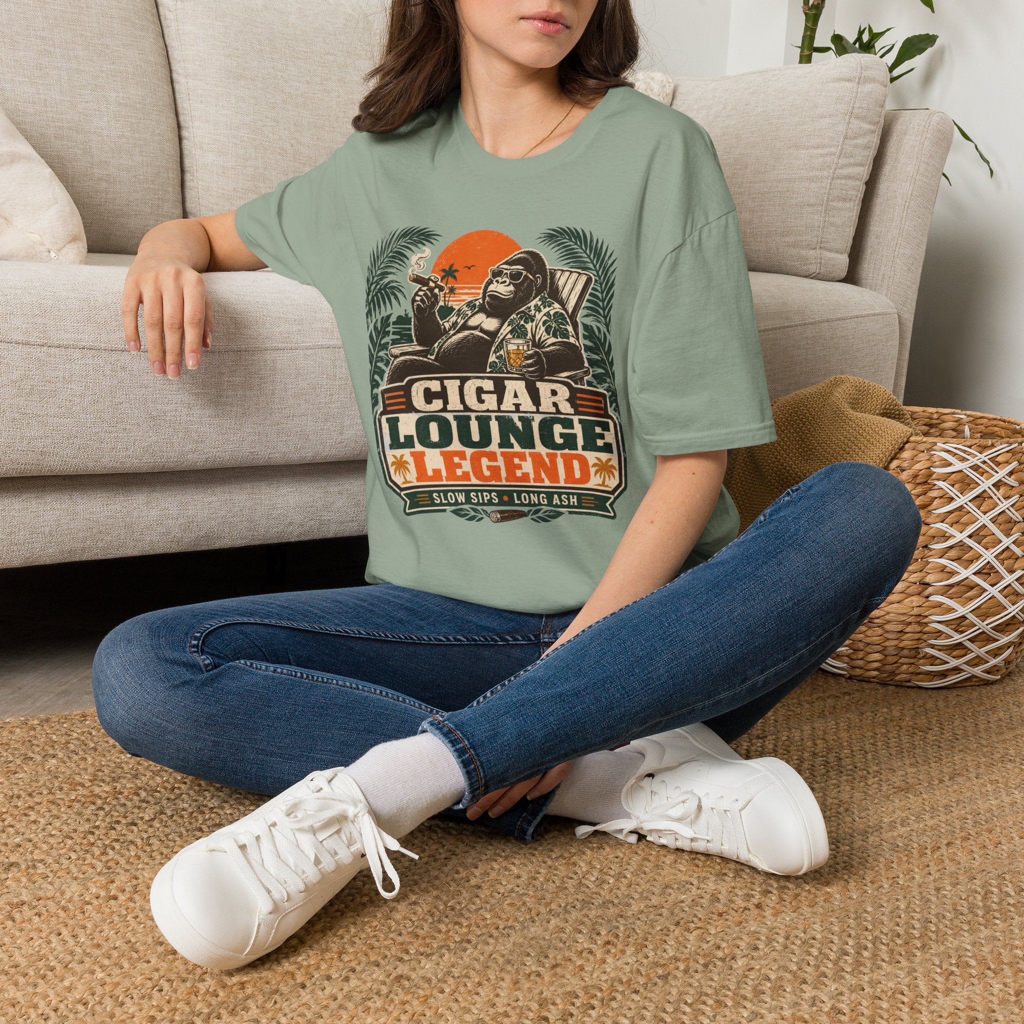 Copy of Cigar Lounge Legend T-Shirt — Vintage Retro Smoking Ape Design