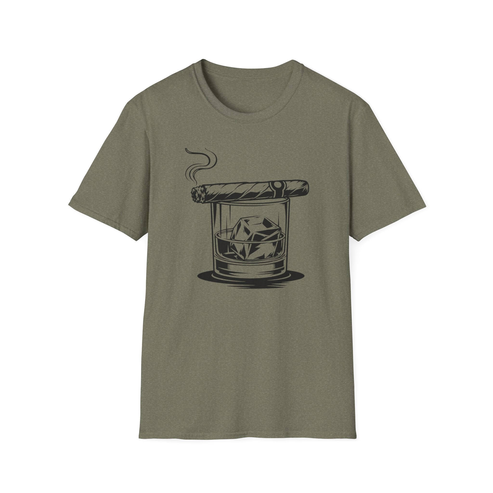 Copy of T-Shirt — Cigar & Whiskey Glass Graphic Tee (Cigar on Rocks Illustration)