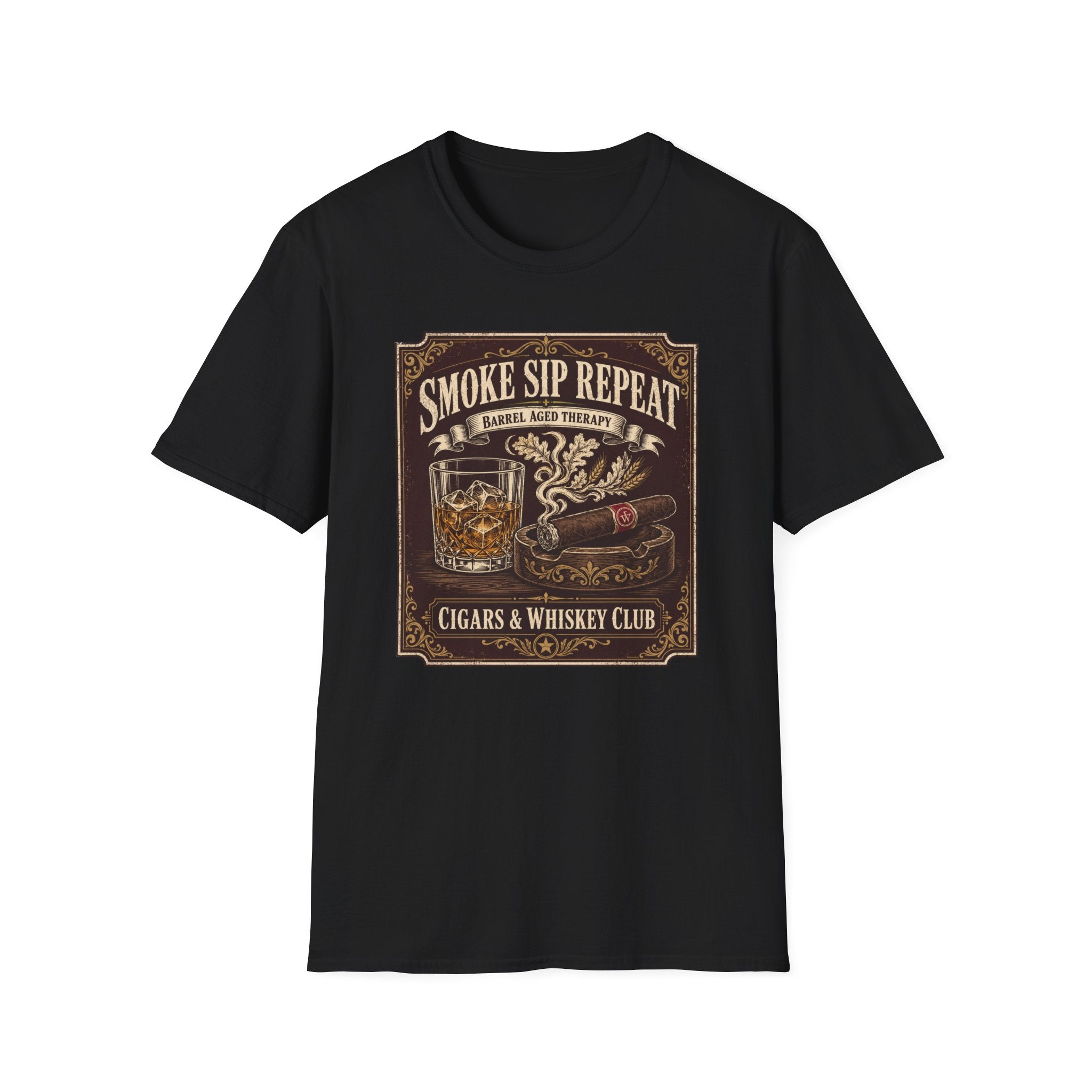 Cigar & Whiskey "Smoke Sip Repeat" T-Shirt