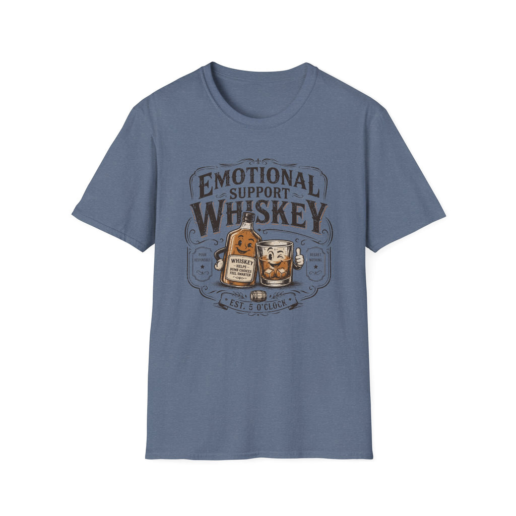 Emotional Support Whiskey Bottle & Glass T-Shirt
