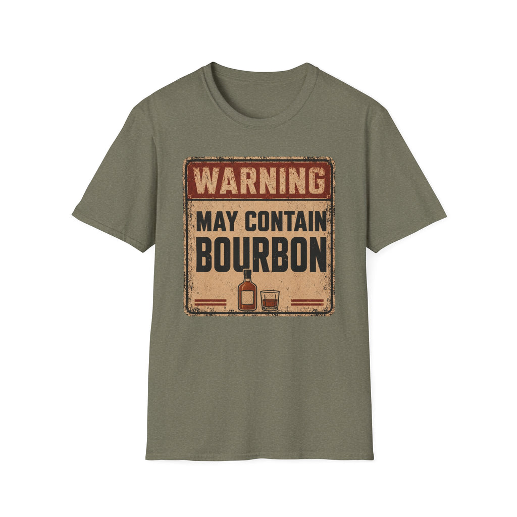 Copy of Warning May Contain Bourbon T-Shirt — Vintage Whiskey Sign Tee