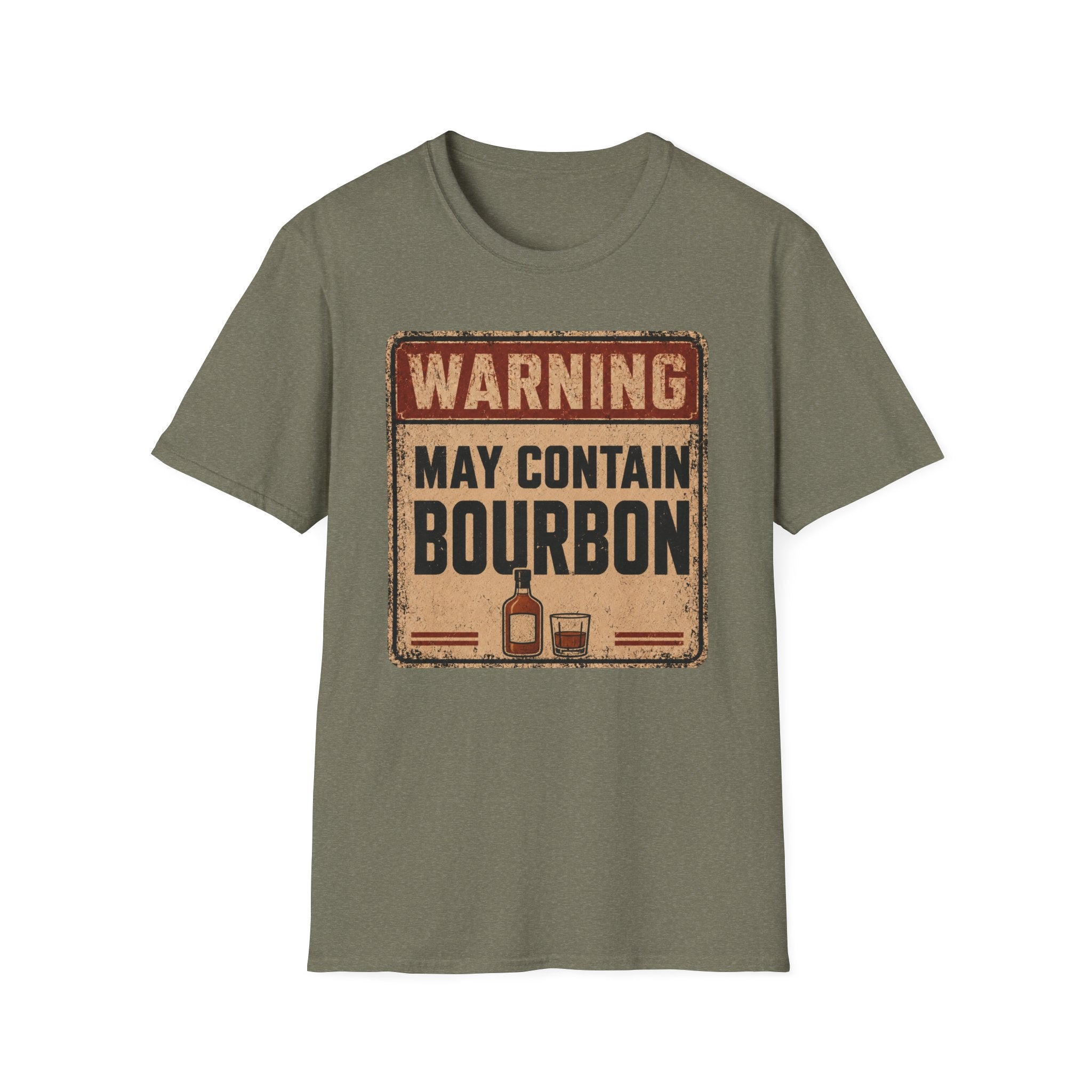 Copy of Warning May Contain Bourbon T-Shirt — Vintage Whiskey Sign Tee