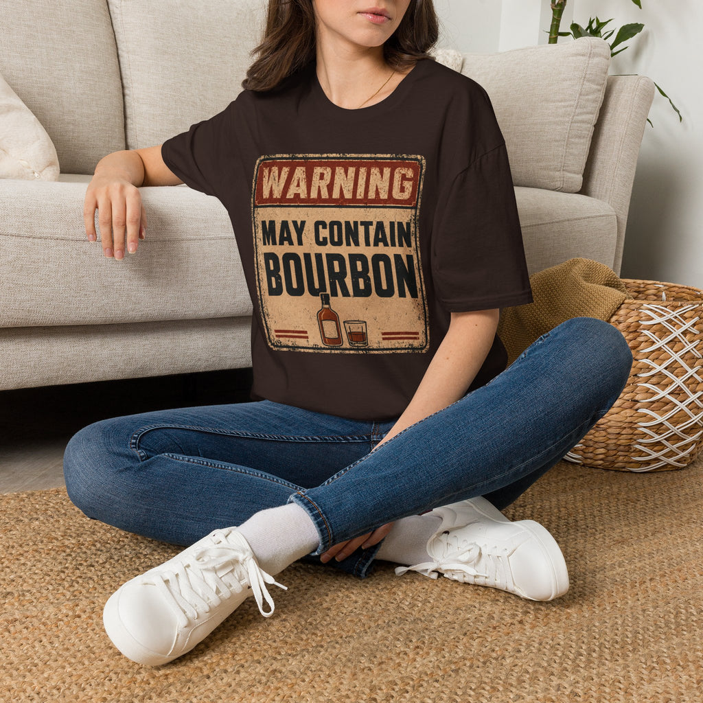 Copy of Warning May Contain Bourbon T-Shirt — Vintage Whiskey Sign Tee