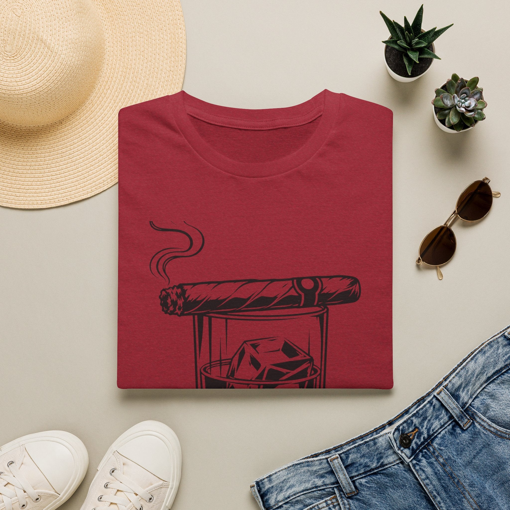 Copy of T-Shirt — Cigar & Whiskey Glass Graphic Tee (Cigar on Rocks Illustration)