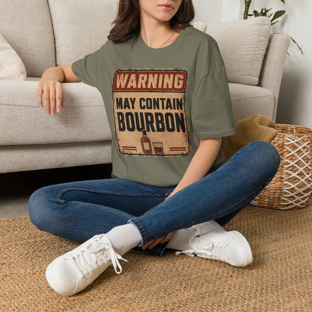 Copy of Warning May Contain Bourbon T-Shirt — Vintage Whiskey Sign Tee