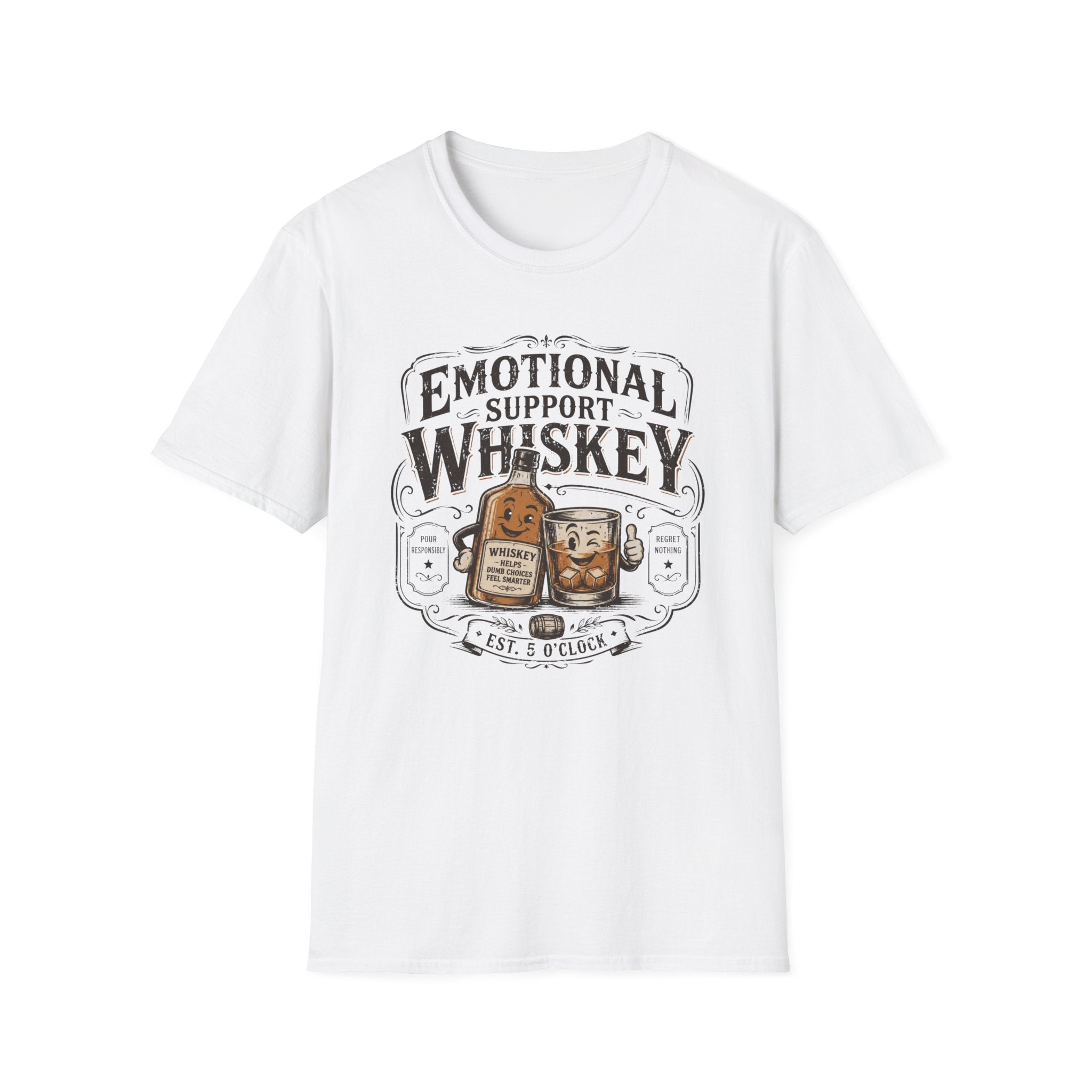 Emotional Support Whiskey Bottle & Glass T-Shirt