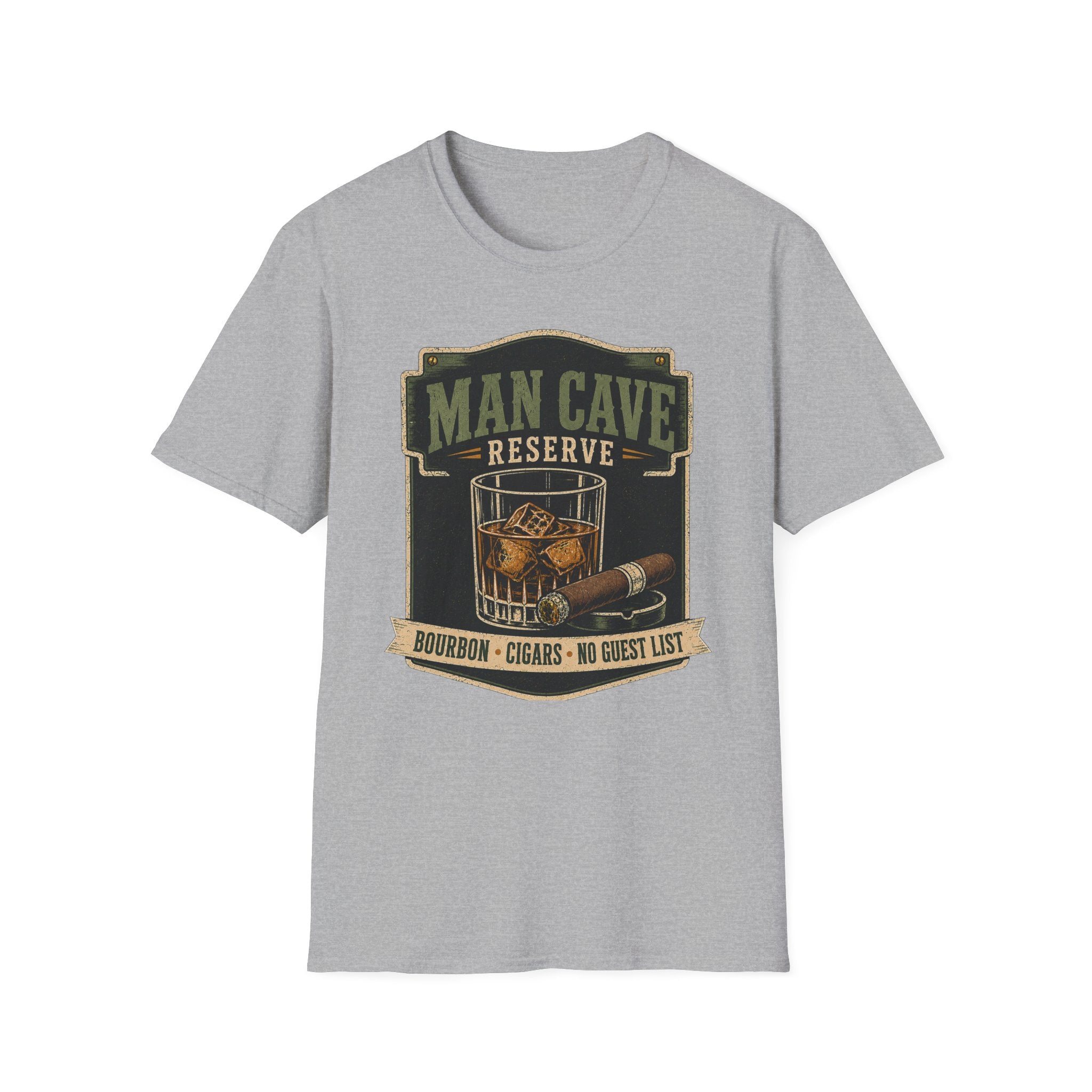 Copy of Man Cave Reserve T-Shirt — Vintage Whiskey & Cigar Lounge Tee