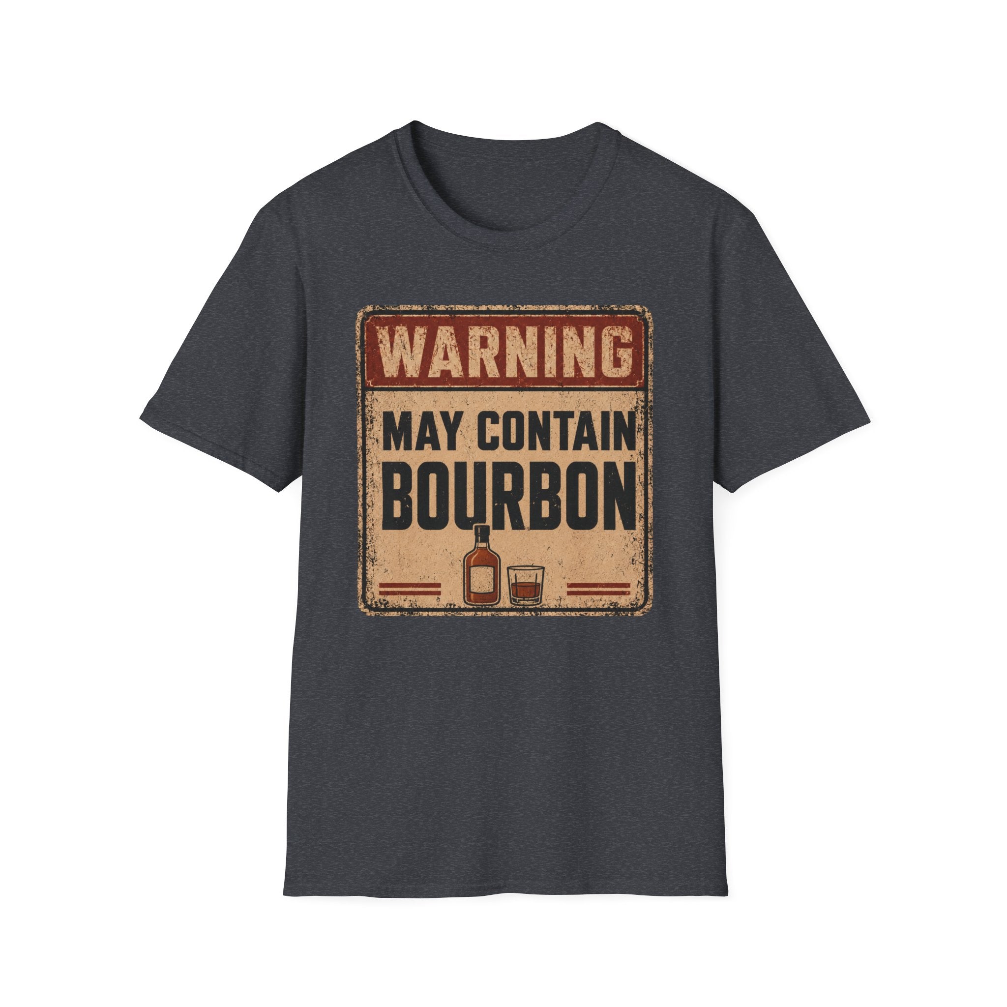 Copy of Warning May Contain Bourbon T-Shirt — Vintage Whiskey Sign Tee