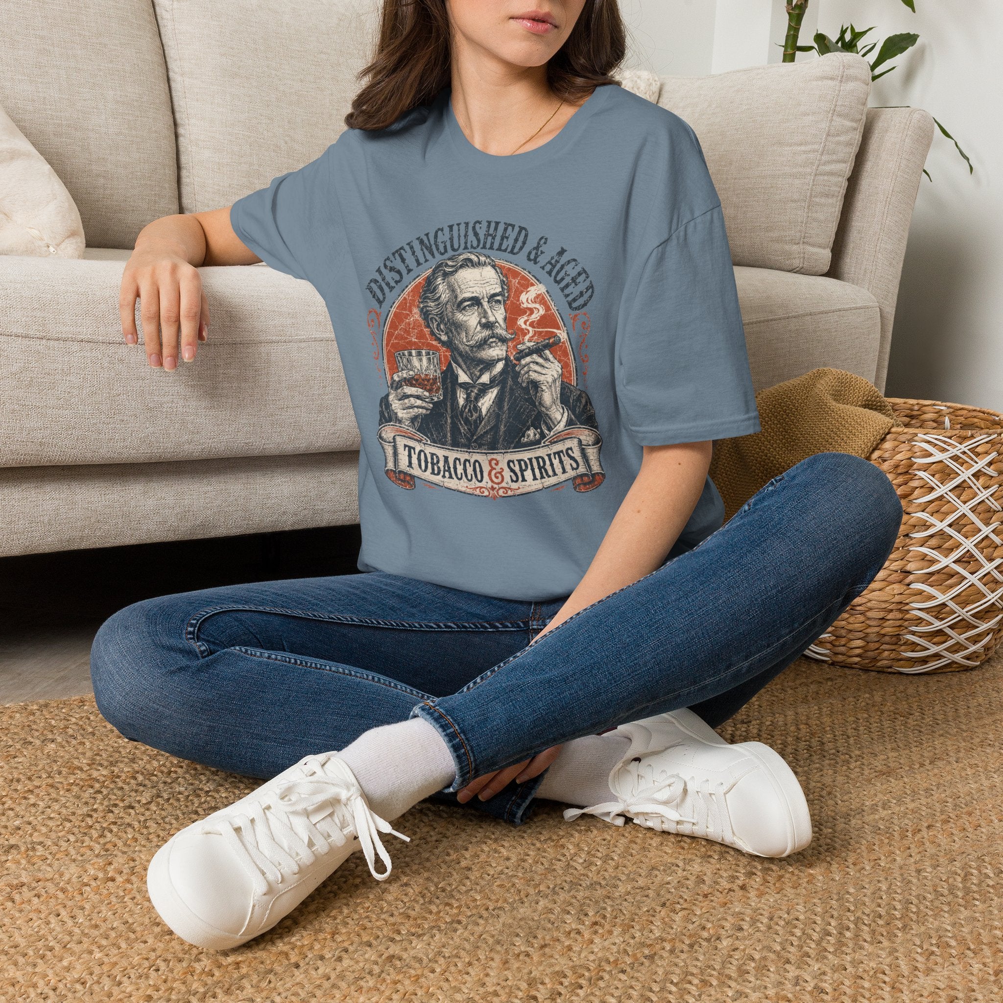 Copy of Distinguished & Aged Tee — Vintage Gentleman Tobacco & Spirits Graphic T-Shirt