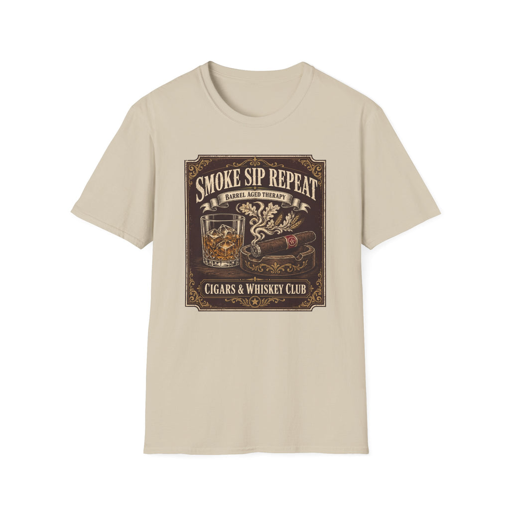 Cigar & Whiskey "Smoke Sip Repeat" T-Shirt