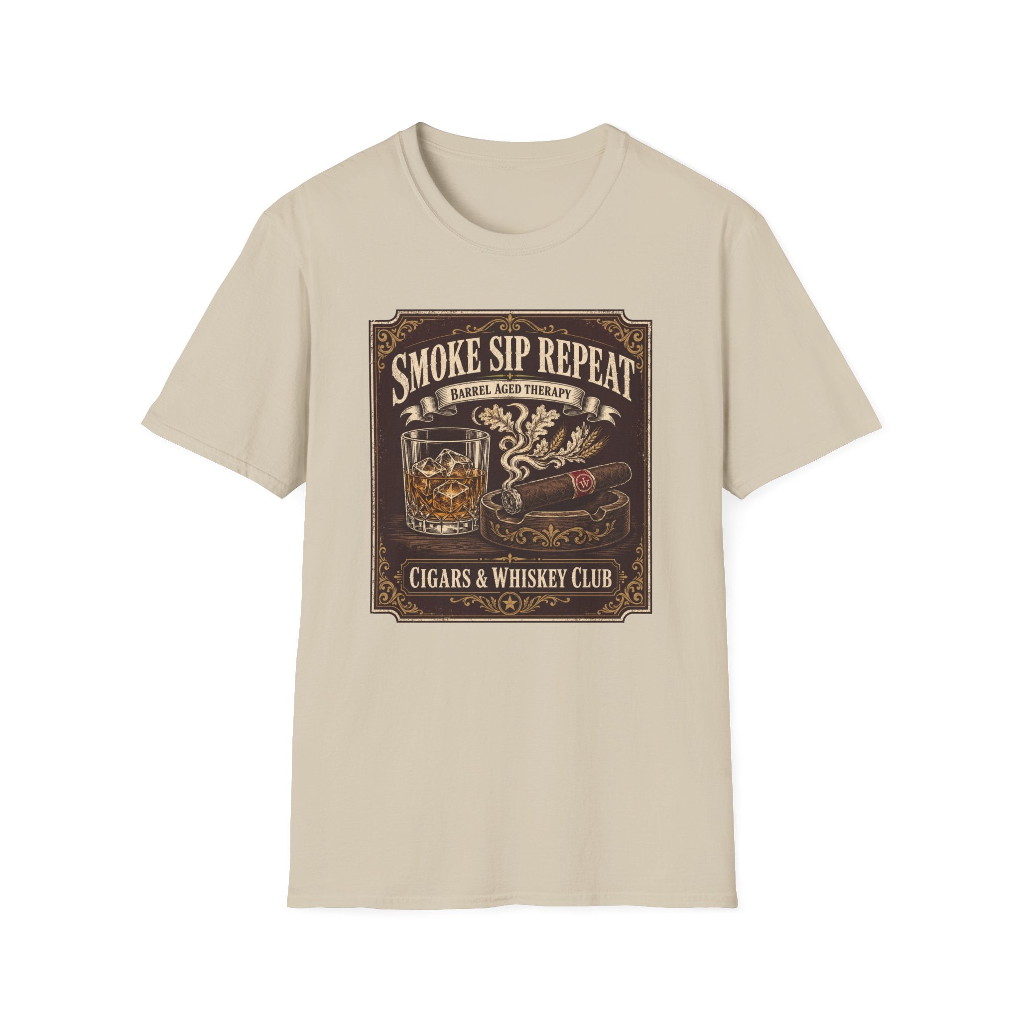 Cigar & Whiskey "Smoke Sip Repeat" T-Shirt