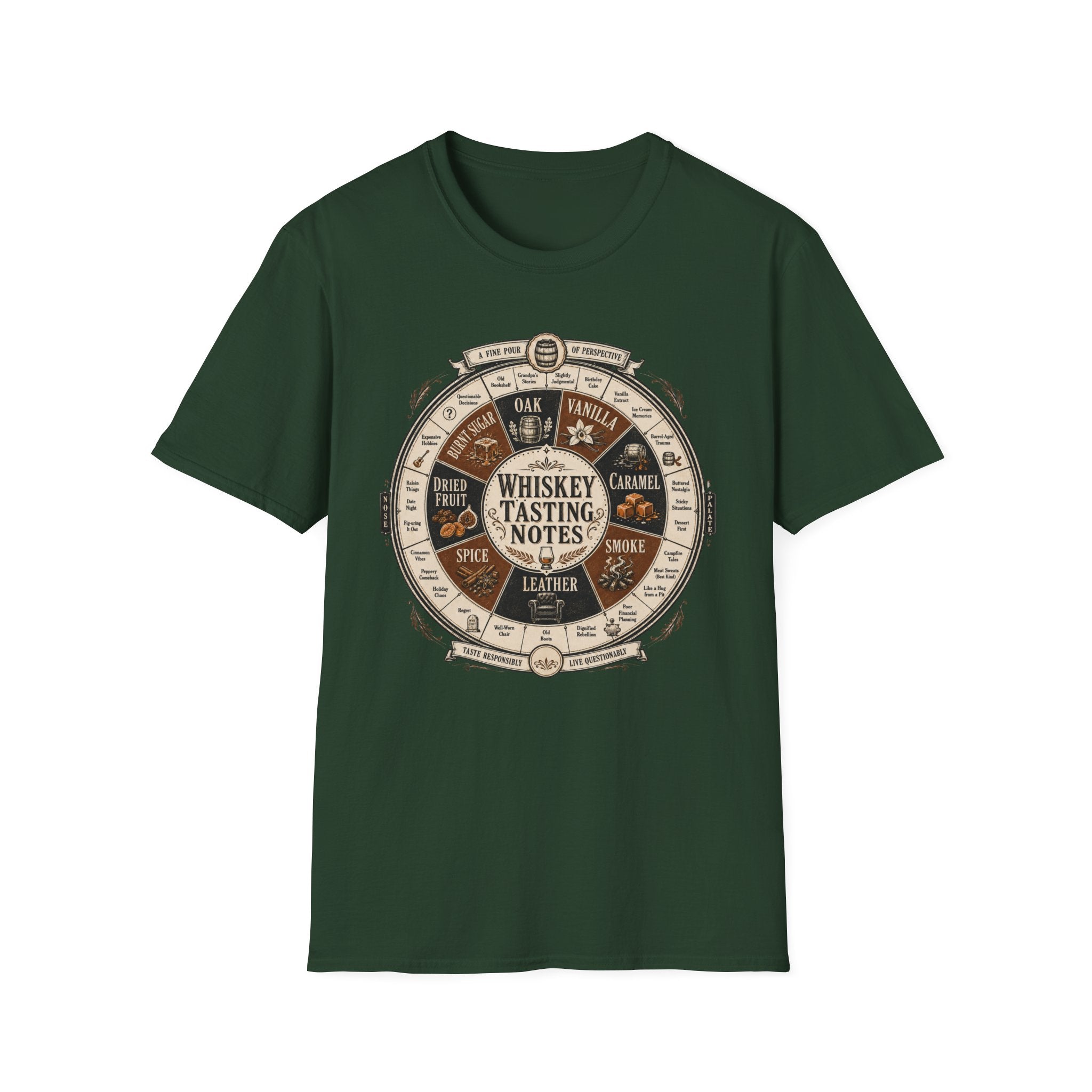 Copy of Whiskey Tasting Notes T-Shirt — Vintage Whiskey Flavor Wheel Tee