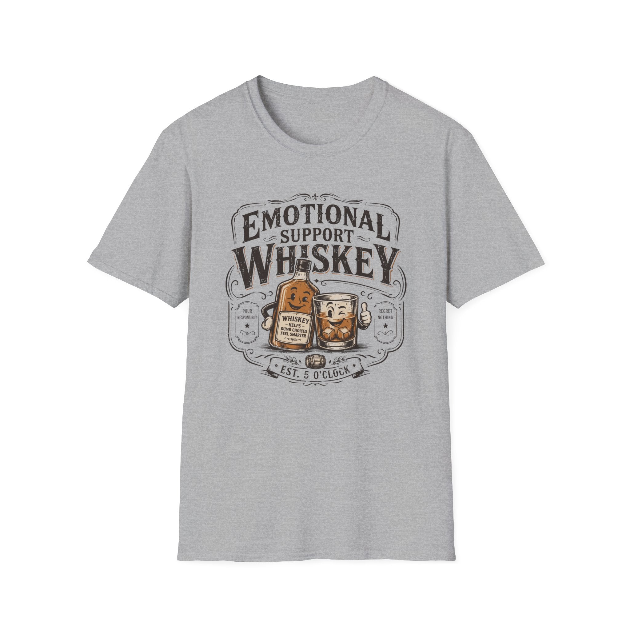 Emotional Support Whiskey Bottle & Glass T-Shirt