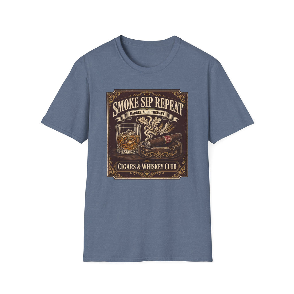 Cigar & Whiskey "Smoke Sip Repeat" T-Shirt