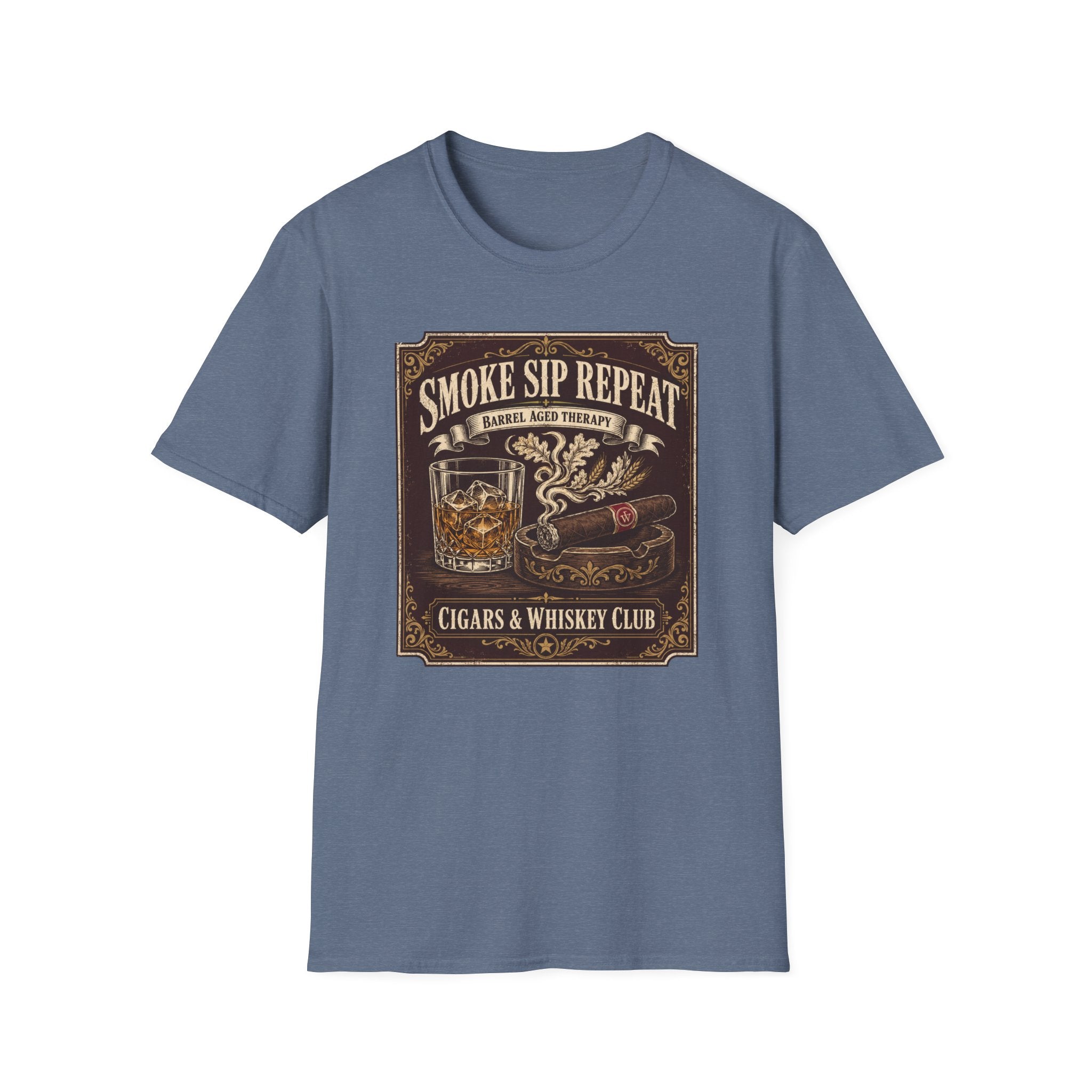 Cigar & Whiskey "Smoke Sip Repeat" T-Shirt