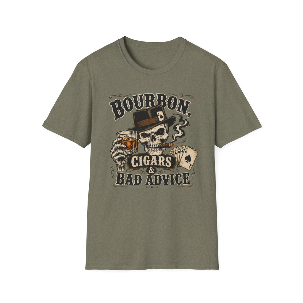 Bourbon, Cigars & Bad Advice Skull T-Shirt
