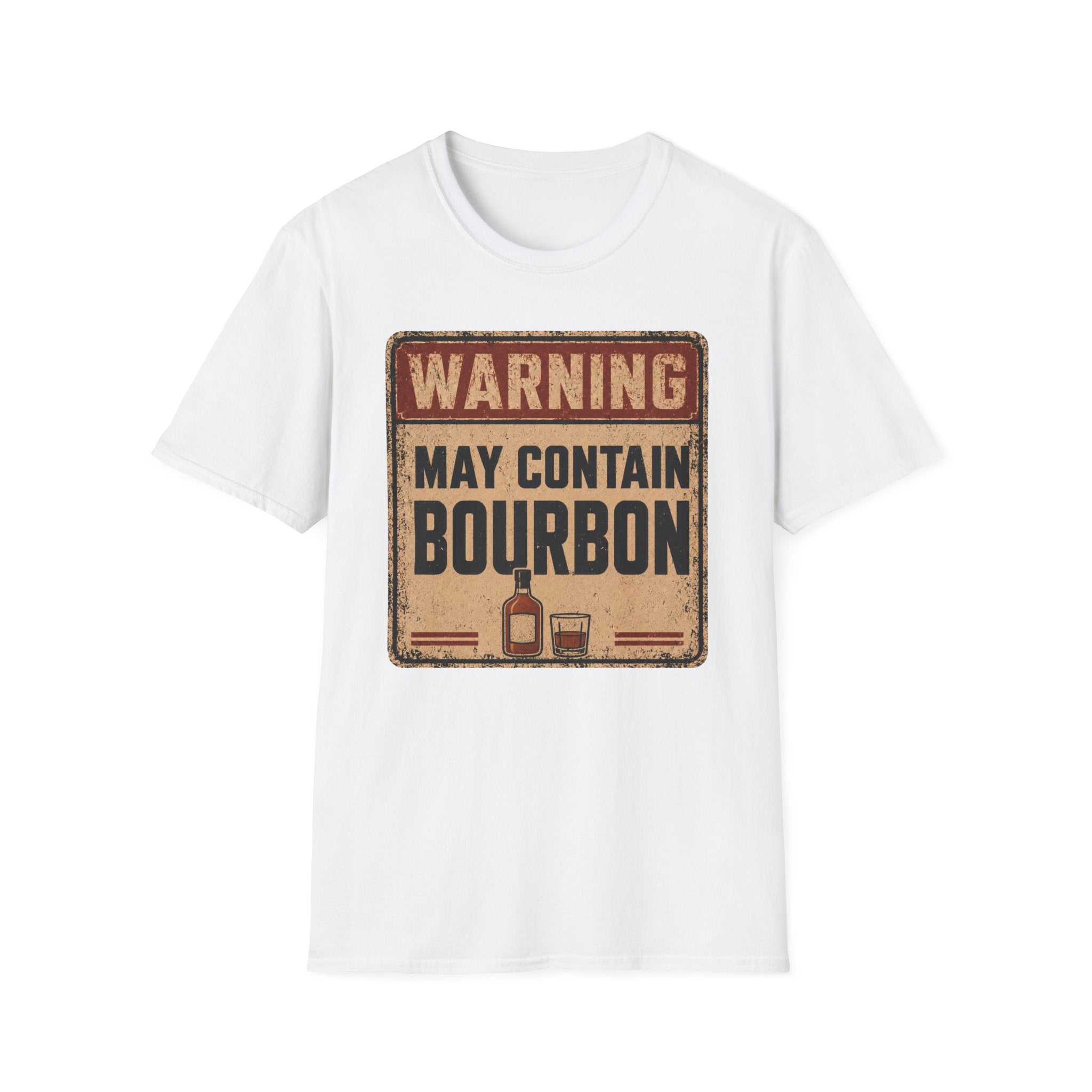 Copy of Warning May Contain Bourbon T-Shirt — Vintage Whiskey Sign Tee