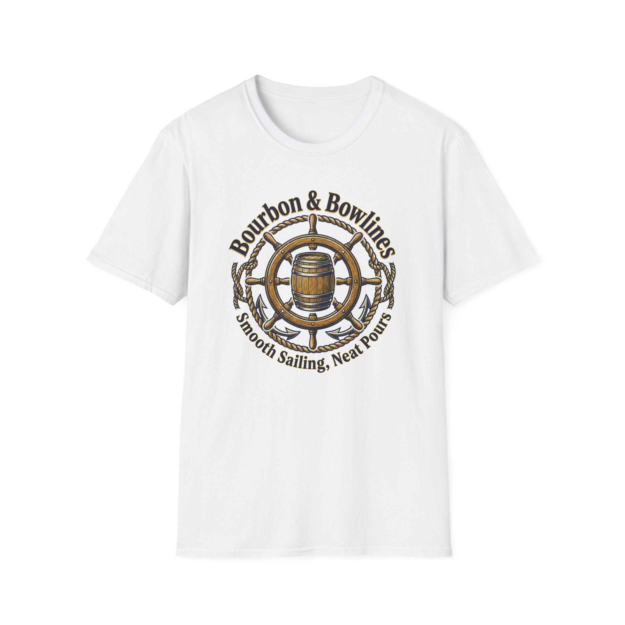 Bourbon & Bowlines — Nautical Whiskey Sailing Graphic T-Shirt